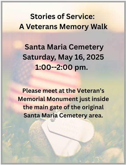 Cemetery Walk - Saturday, May 16, 2026 from 1 - 2 pm